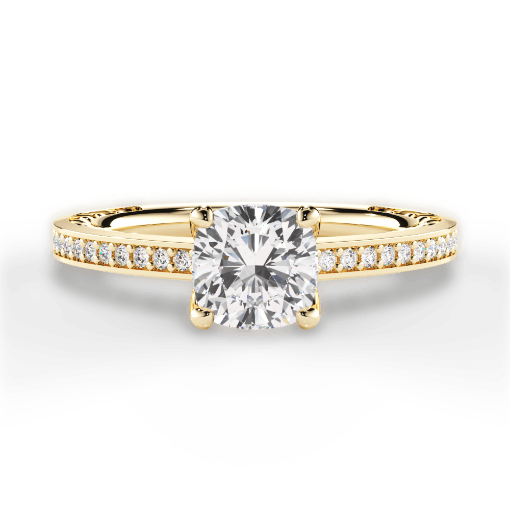 Donna Cushion Cut Lab Grown Diamond 18Kt Yellow Gold Engagement Ring