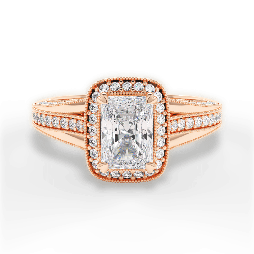 Lillian Radiant Cut Lab Grown Diamond 18Kt Rose Gold Engagement Ring