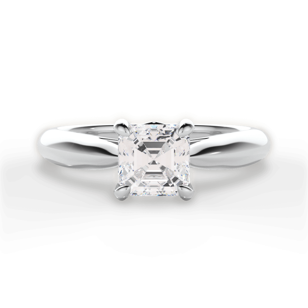 Beverly Asscher Cut Lab Grown Diamond Platinum Engagement Ring