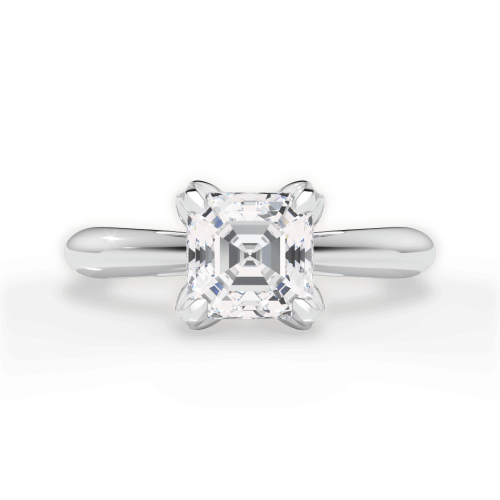Elaine Asscher Cut Lab Grown Diamond Platinum Engagement Ring