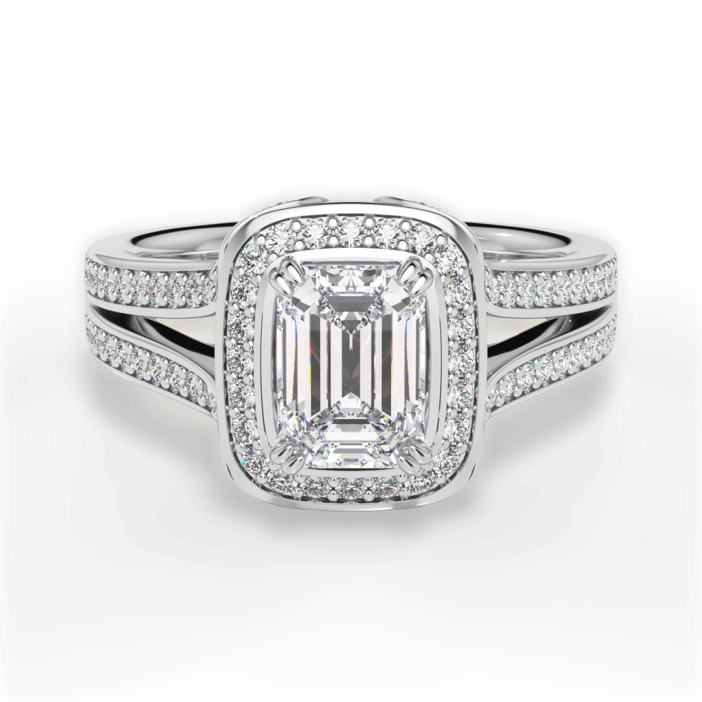 Mackenzie Emerald Cut Lab Grown Diamond 18Kt White Gold Engagement Ring