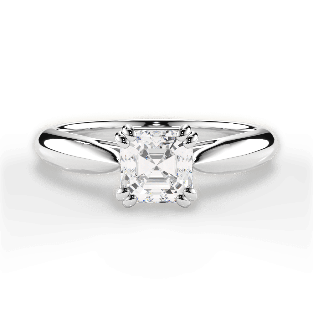 Camila Asscher Cut Lab Grown Diamond 14Kt White Gold Engagement Ring