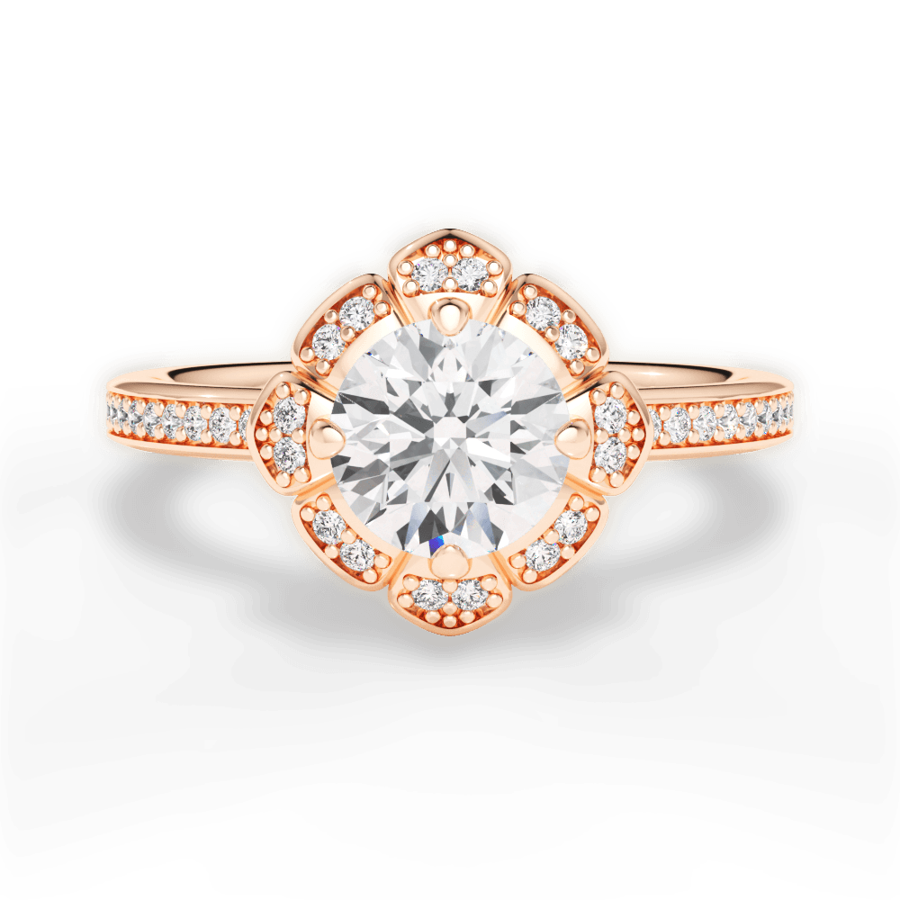 Hayley Round Cut Lab Grown Diamond 18Kt Rose Gold Engagement Ring