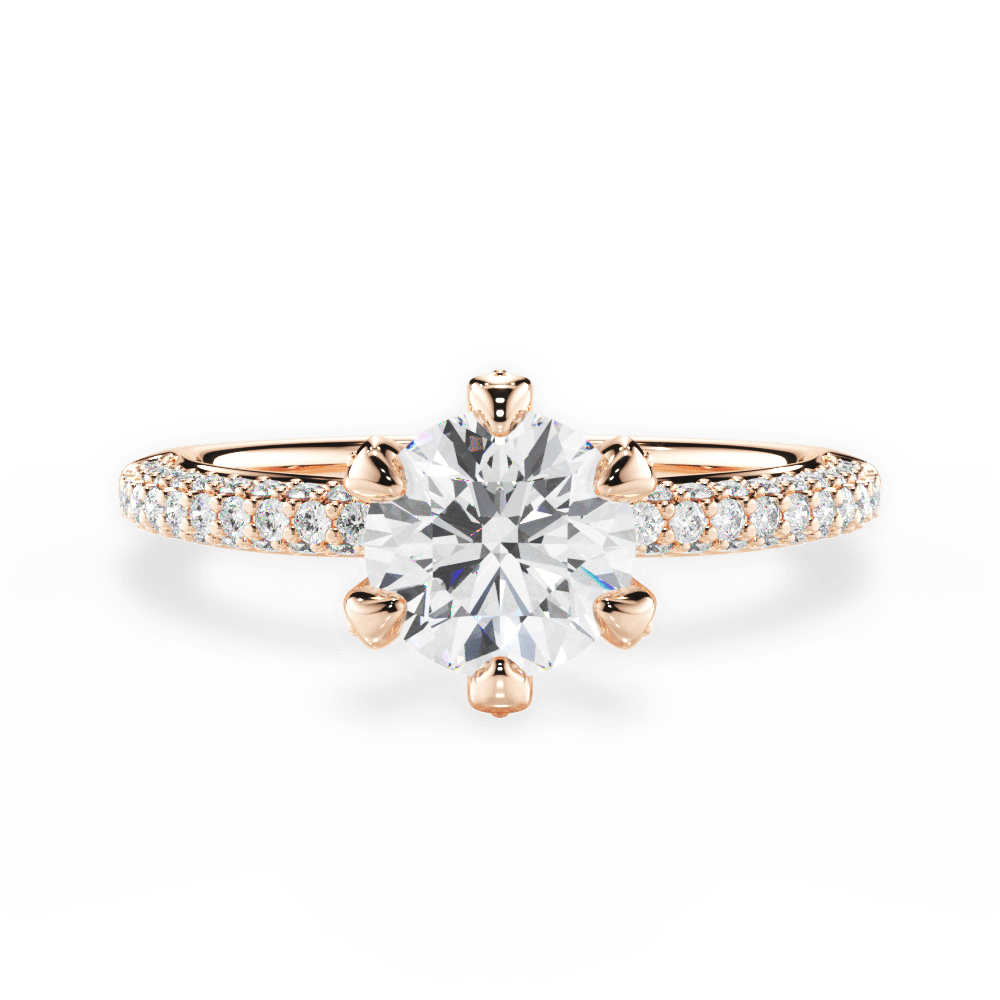 Linda Round Cut Lab Grown Diamond 18Kt Rose Gold Engagement Ring