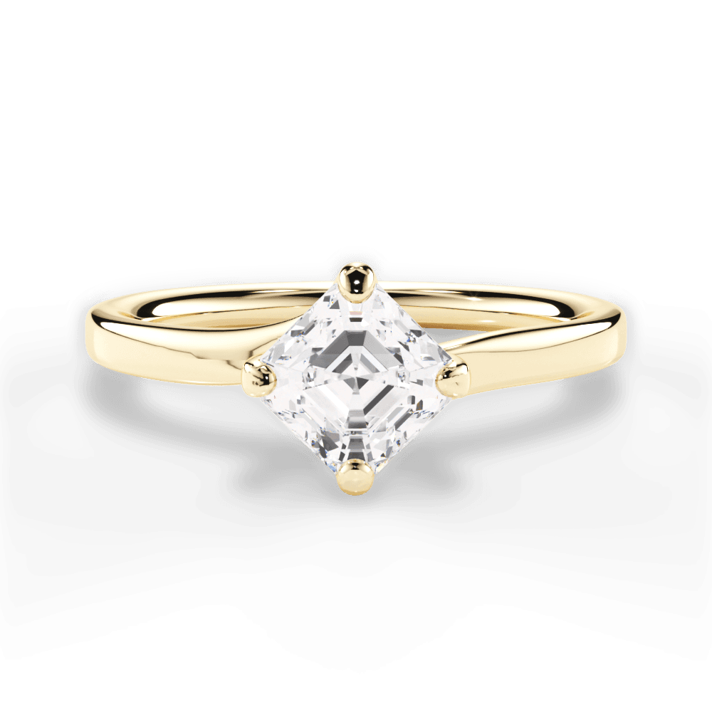 Ashley Asscher Cut Lab Grown Diamond 18Kt Yellow Gold Engagement Ring