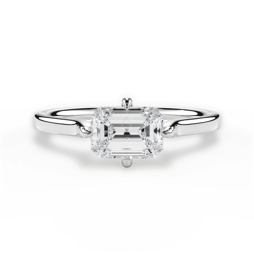 Bernadette Emerald Cut Lab Grown Diamond 14Kt White Gold Engagement Ring