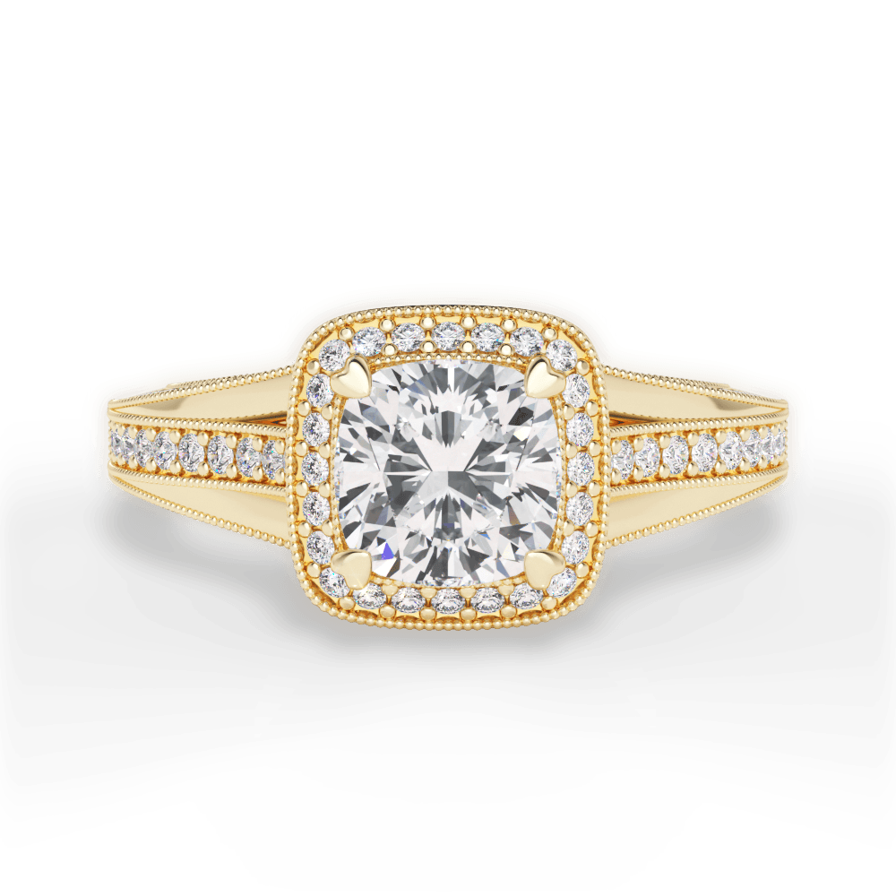 Lillian Cushion Cut Lab Grown Diamond 18Kt Yellow Gold Engagement Ring