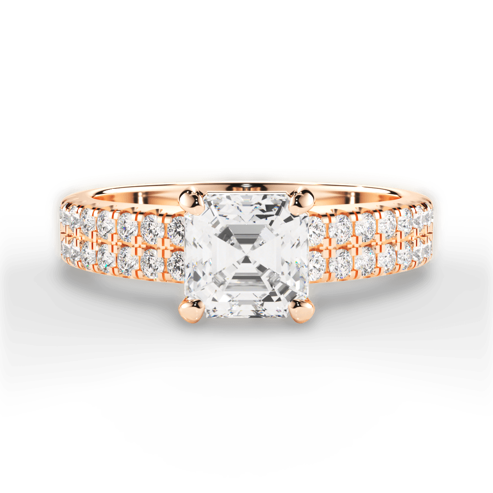 Kayla Asscher Cut Lab Grown Diamond 18Kt Rose Gold Engagement Ring