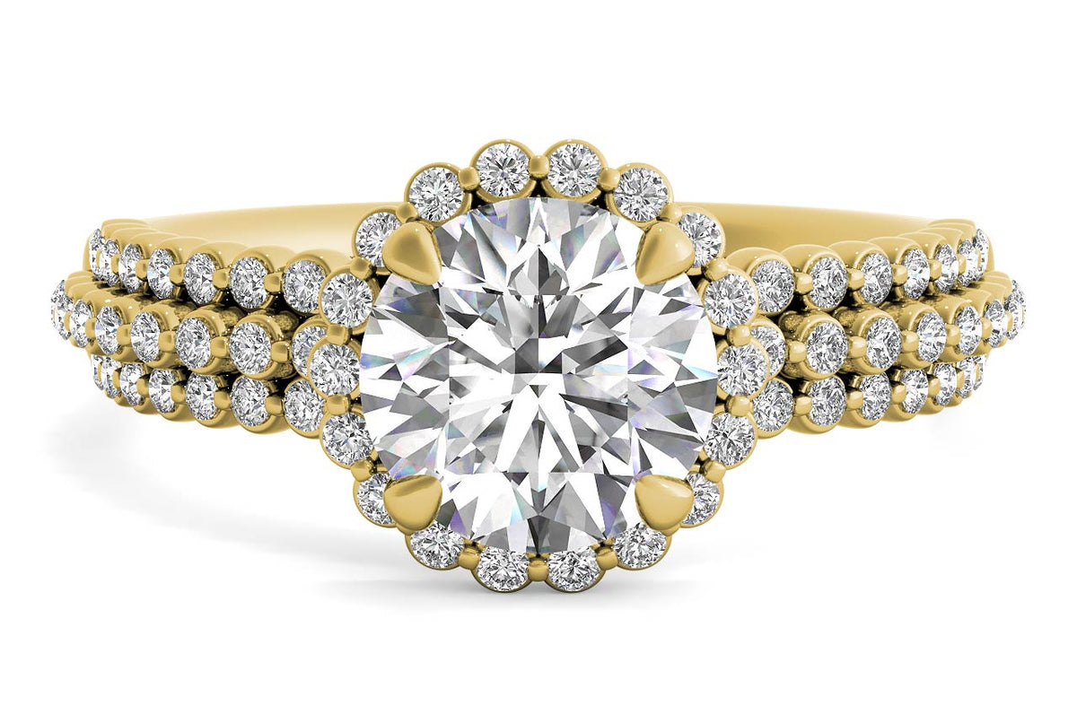 Jocelyn Round Cut Lab Grown Diamond 18Kt Yellow Gold Engagement Ring