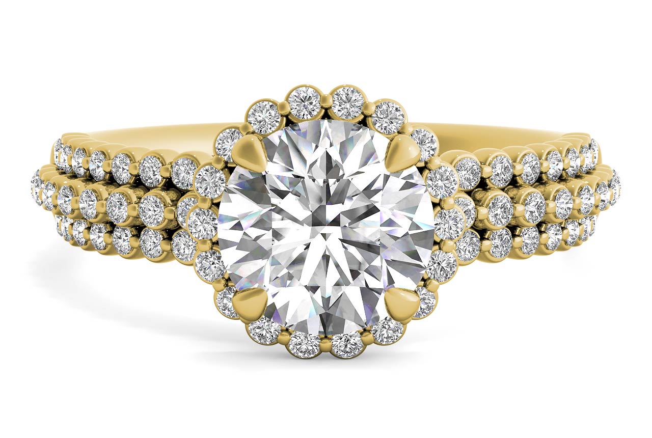 Jocelyn Round Cut Lab Grown Diamond 18Kt Yellow Gold Engagement Ring