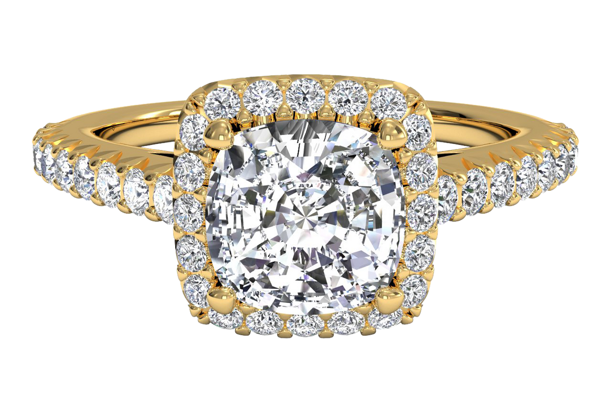Kathleen Cushion Cut Lab Grown Diamond 18Kt Yellow Gold Engagement Ring