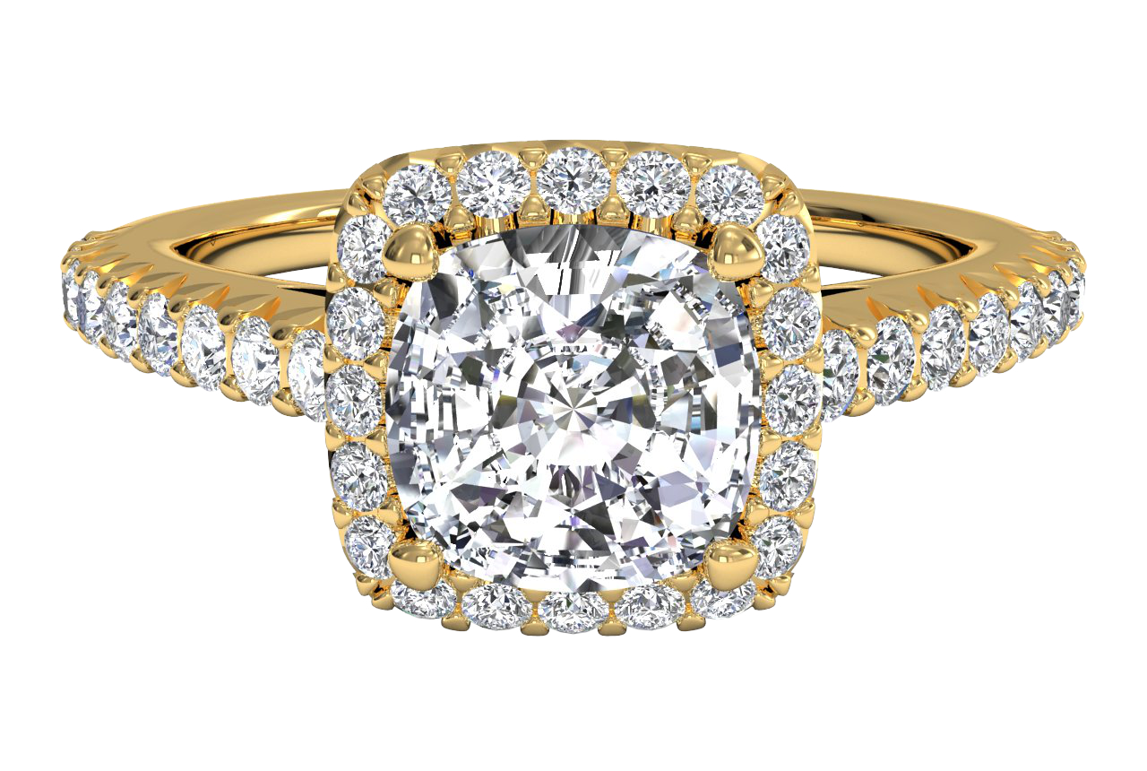 Kathleen Cushion Cut Lab Grown Diamond 18Kt Yellow Gold Engagement Ring