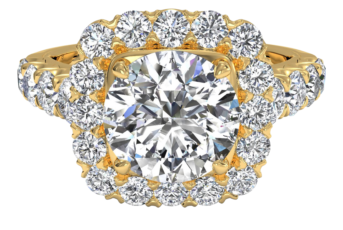 Lydia Round Cut Lab Grown Diamond 18Kt Yellow Gold Engagement Ring
