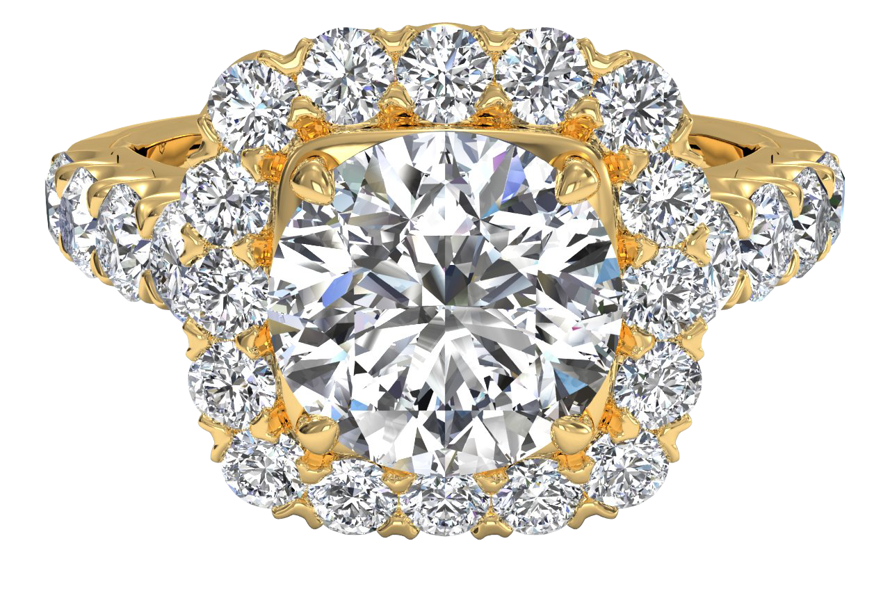 Lydia Round Cut Lab Grown Diamond 18Kt Yellow Gold Engagement Ring