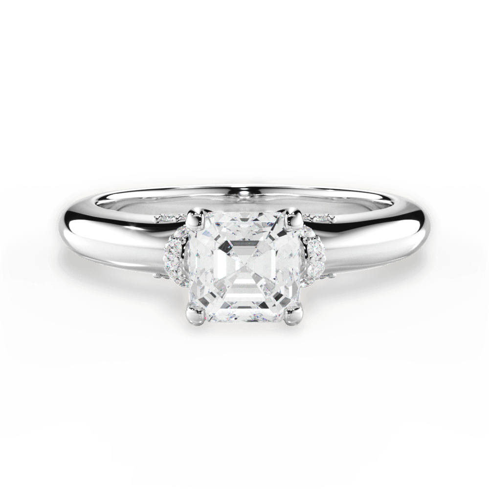 Florence Asscher Cut Lab Grown Diamond 18Kt White Gold Engagement Ring