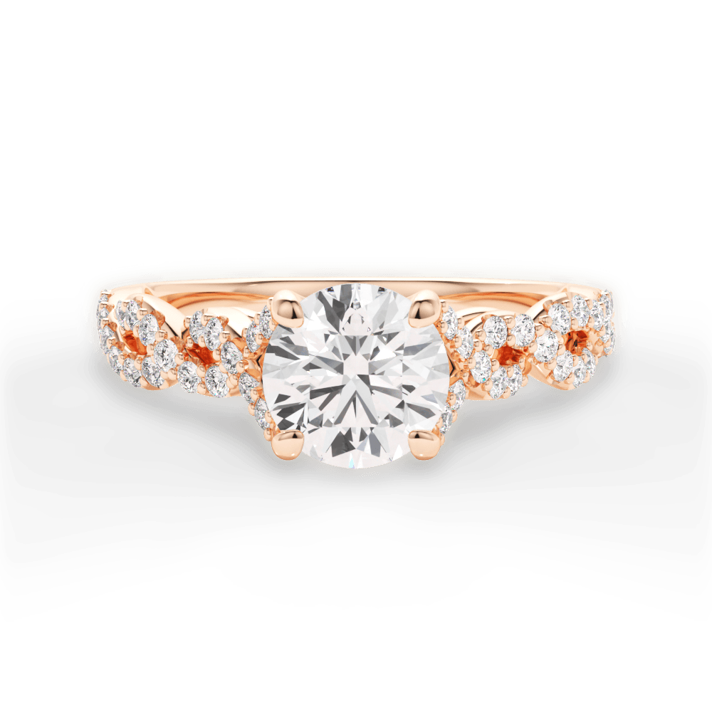 Justine Round Cut Lab Grown Diamond 18Kt Rose Gold Engagement Ring