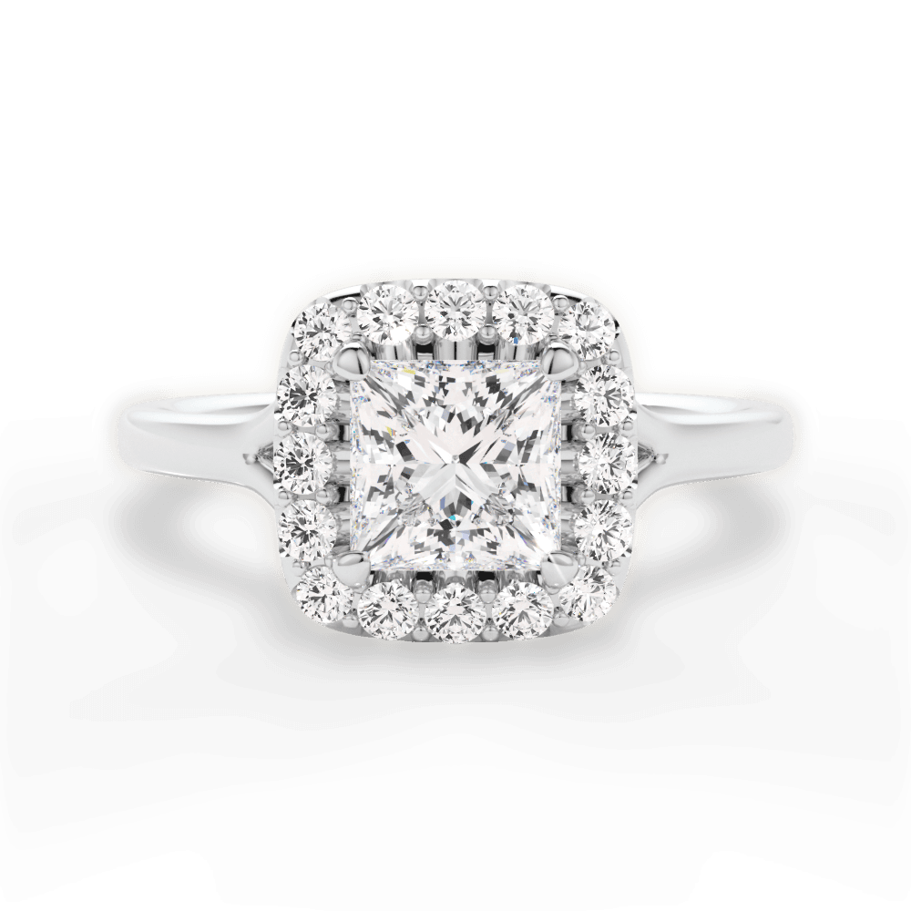 Geneva Princess Cut Lab Grown Diamond Platinum Engagement Ring