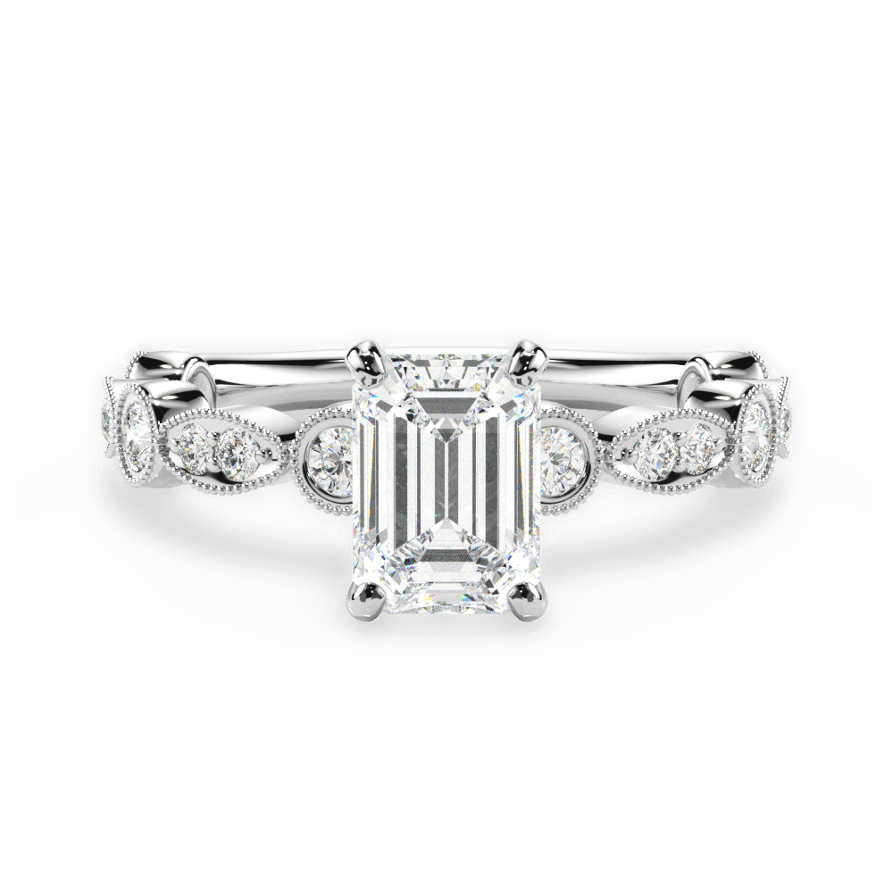 Edith Emerald Cut Lab Grown Diamond Platinum Engagement Ring