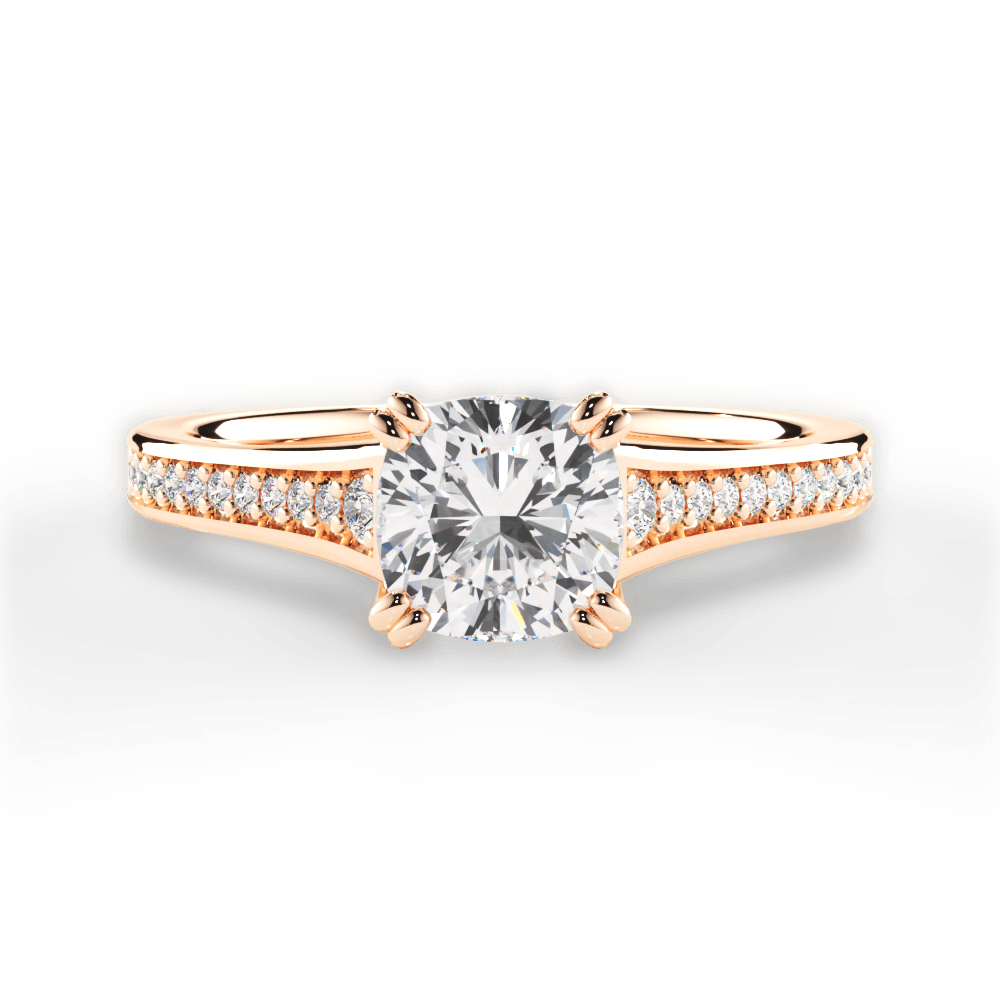 Delia Cushion Cut Lab Grown Diamond 18Kt Rose Gold Engagement Ring
