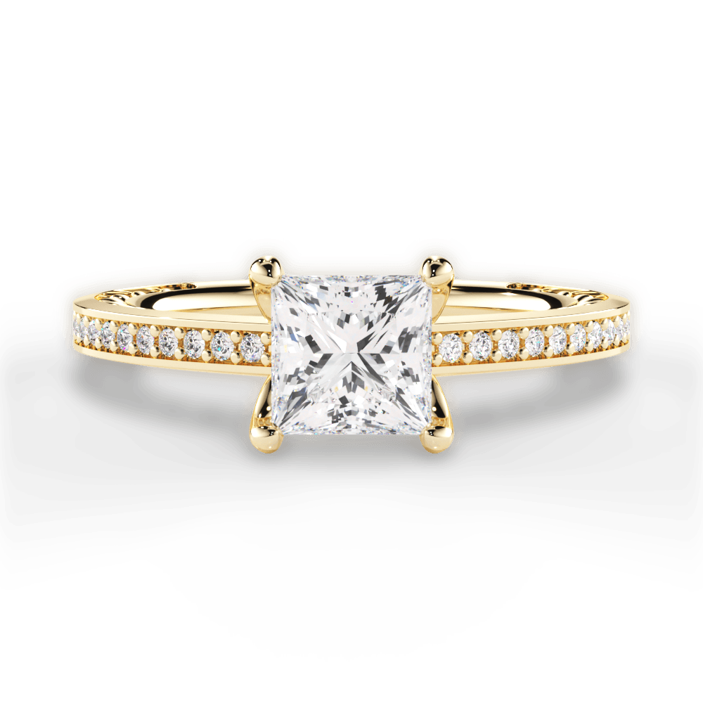 Donna Princess Cut Lab Grown Diamond 18Kt Yellow Gold Engagement Ring