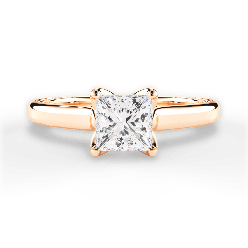 Carrie Princess Cut Lab Grown Diamond 18Kt Rose Gold Engagement Ring