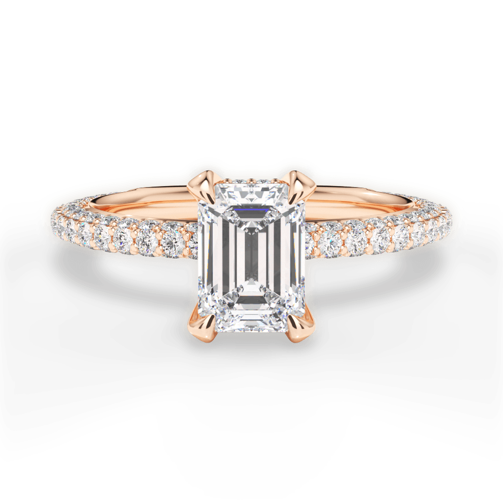 Madeline Emerald Cut Lab Grown Diamond 18Kt Rose Gold Engagement Ring
