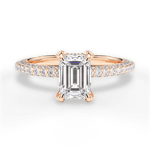 Madeline Emerald Cut Lab Grown Diamond 18Kt Rose Gold Engagement Ring