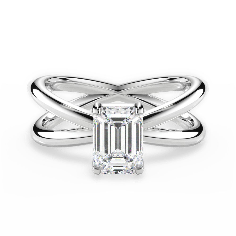Ada Emerald Cut Lab Grown Diamond 14Kt White Gold Engagement Ring