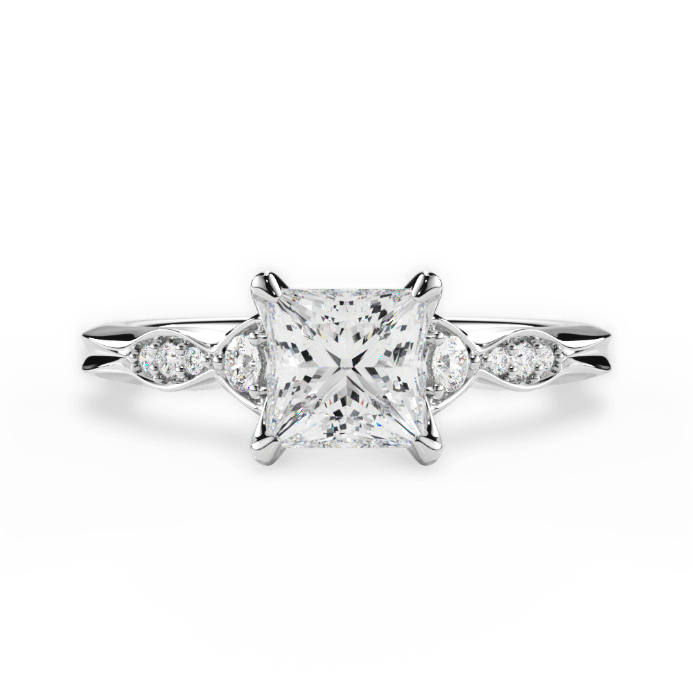 Cassie Princess Cut Lab Grown Diamond Platinum Engagement Ring