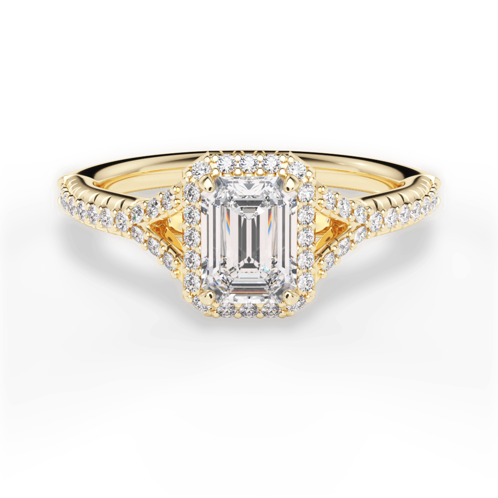 Judy Emerald Cut Lab Grown Diamond 18Kt Yellow Gold Engagement Ring