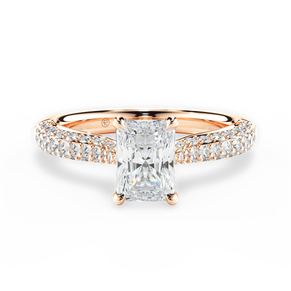 Kira Radiant Cut Lab Grown Diamond 18Kt Rose Gold Engagement Ring