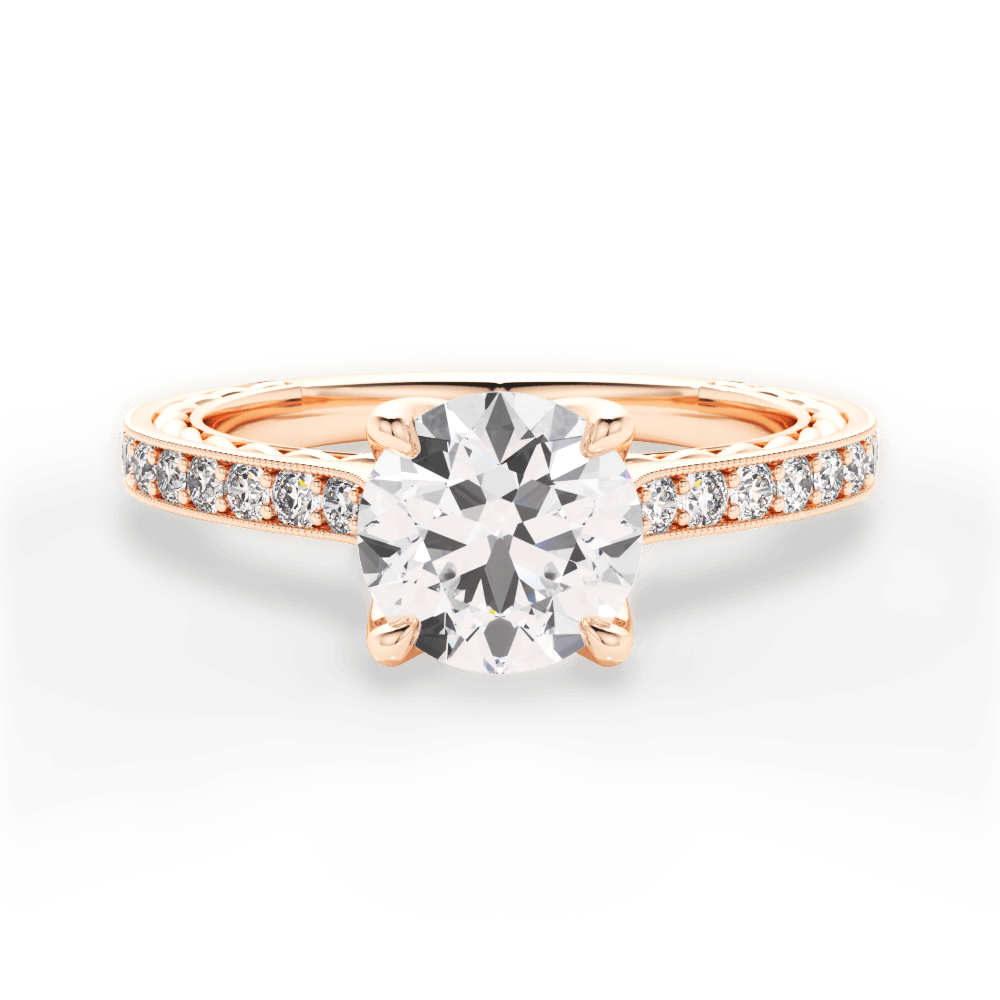 Gilda Round Cut Lab Grown Diamond 18Kt Rose Gold Engagement Ring