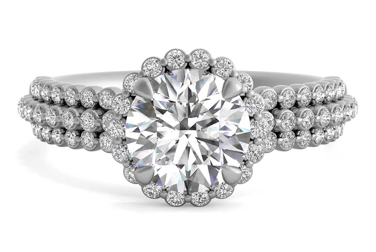 Jocelyn Round Cut Lab Grown Diamond 14Kt White Gold Engagement Ring