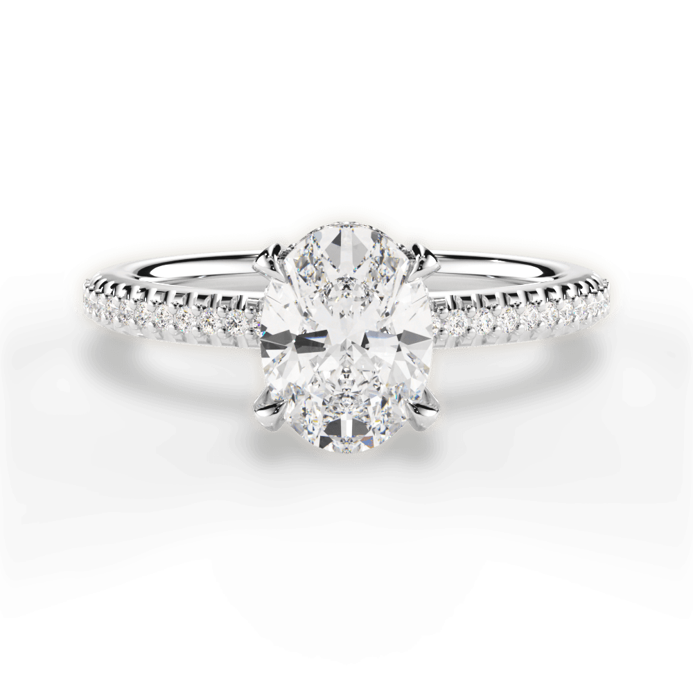 Helen Oval Cut Lab Grown Diamond 14Kt White Gold Engagement Ring