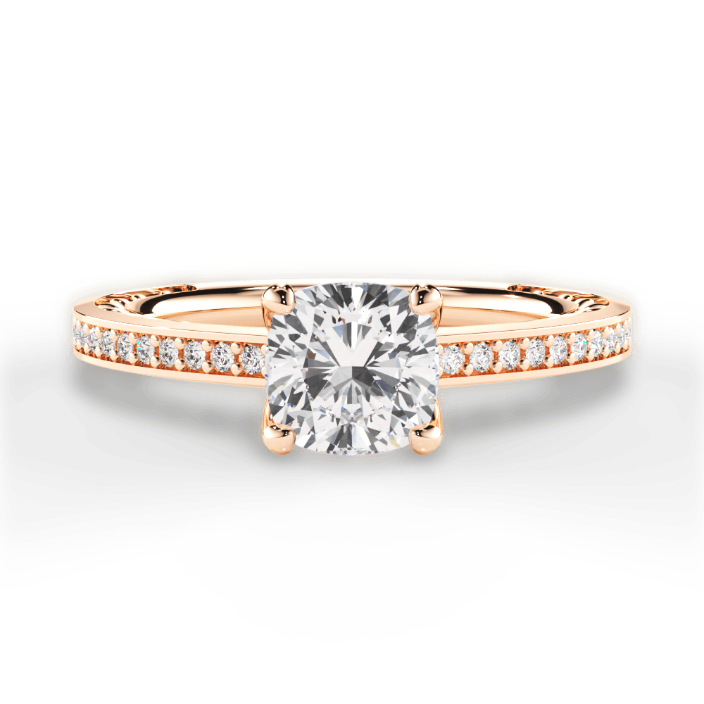 Donna Cushion Cut Lab Grown Diamond 18Kt Rose Gold Engagement Ring