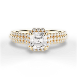 Jocelyn Asscher Cut Lab Grown Diamond 18Kt Yellow Gold Engagement Ring