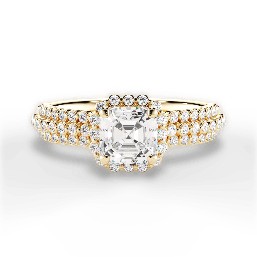 Jocelyn Asscher Cut Lab Grown Diamond 18Kt Yellow Gold Engagement Ring
