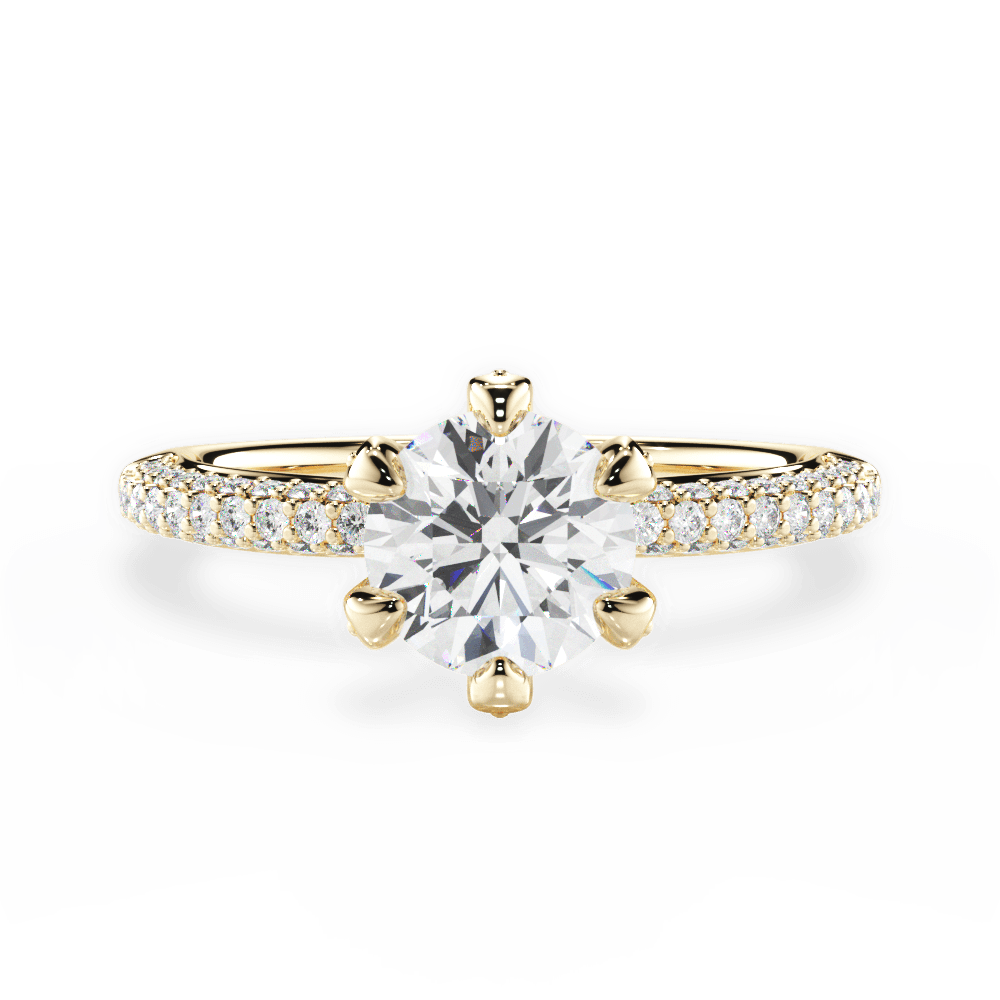 Linda Round Cut Lab Grown Diamond 18Kt Yellow Gold Engagement Ring