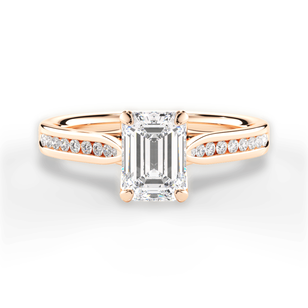 Elena Emerald Cut Lab Grown Diamond 18Kt Rose Gold Engagement Ring