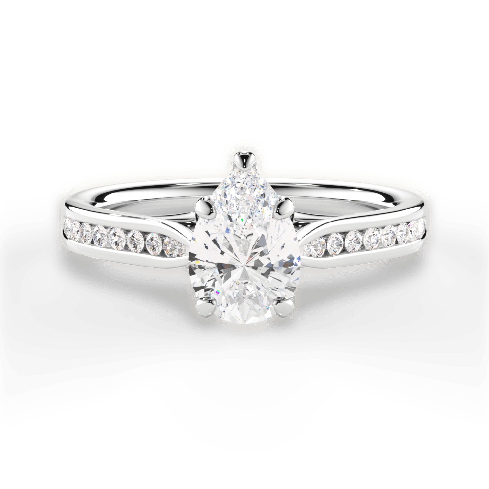 Elena Pear Cut Lab Grown Diamond 14Kt White Gold Engagement Ring