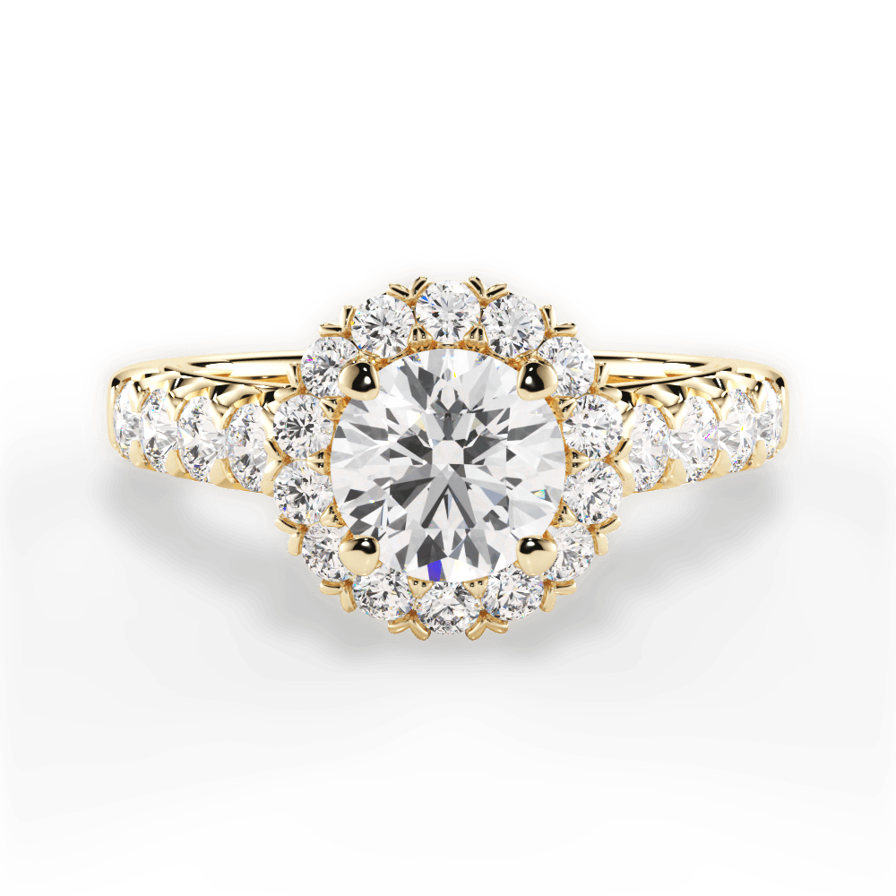 Lacey Round Cut Lab Grown Diamond 18Kt Yellow Gold Engagement Ring