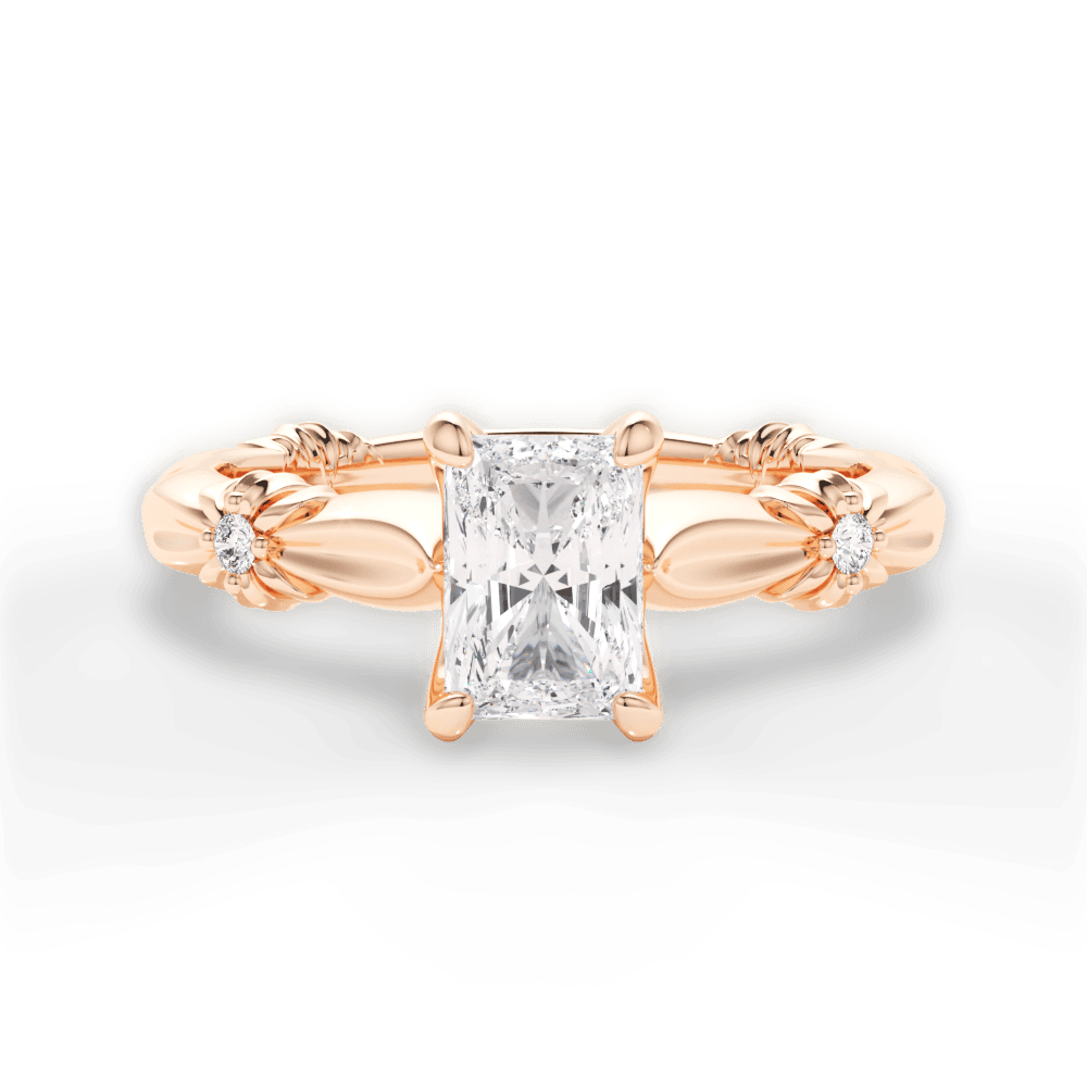 Claire Radiant Cut Lab Grown Diamond 18Kt Rose Gold Engagement Ring