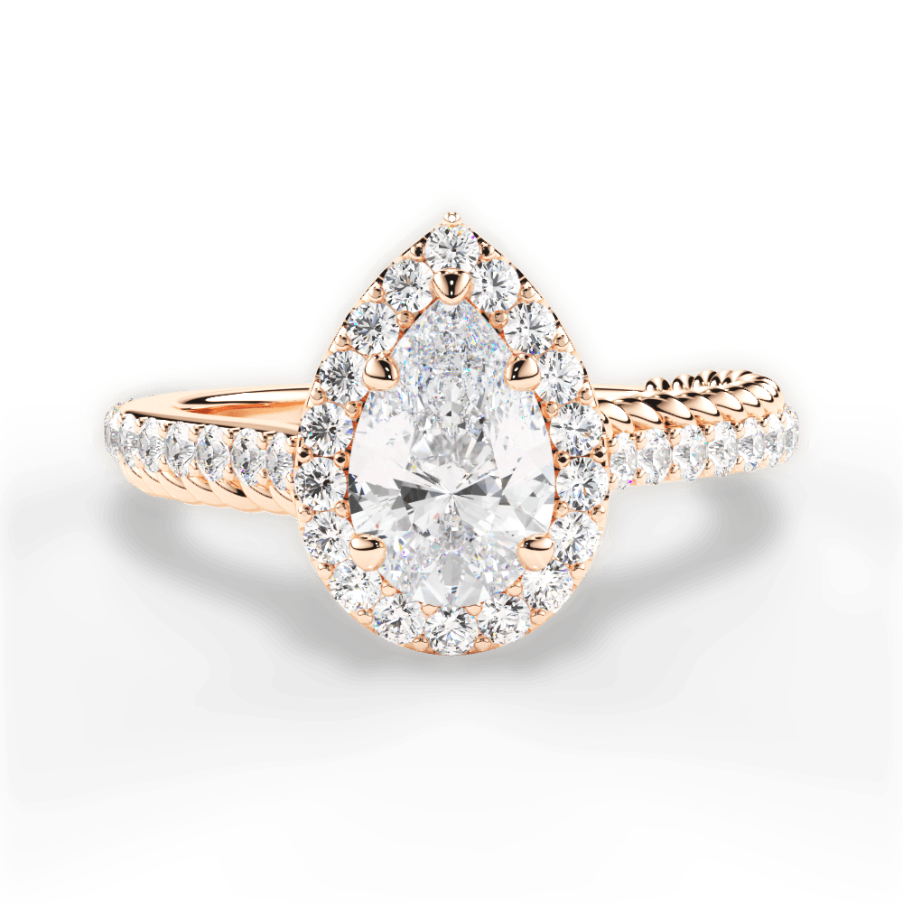 Kim Pear Cut Lab Grown Diamond 18Kt Rose Gold Engagement Ring
