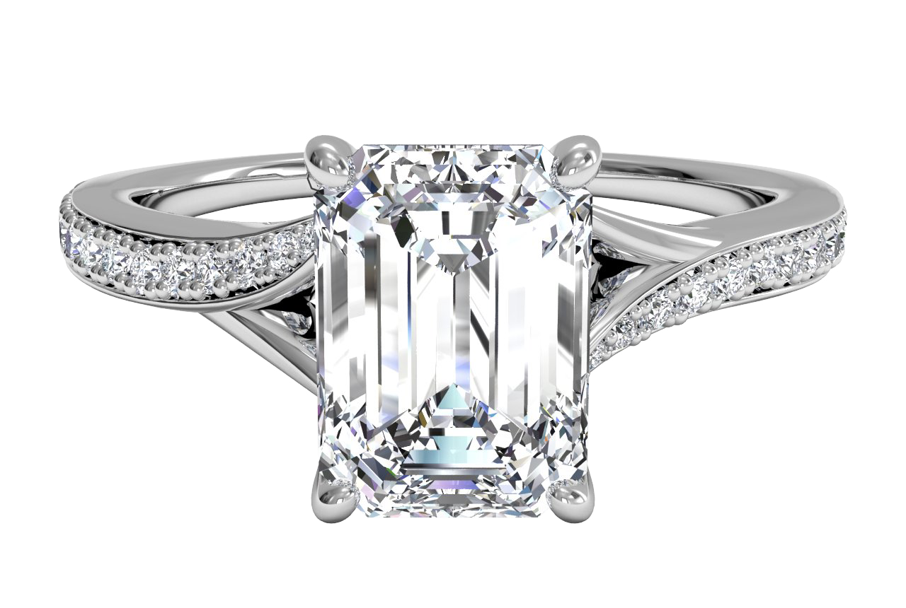 Elise Emerald Cut Lab Grown Diamond 14Kt White Gold Engagement Ring