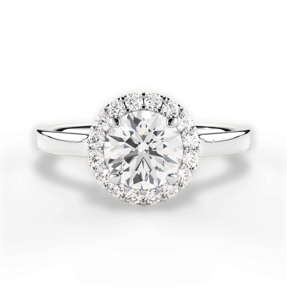 Fiona Round Cut Lab Grown Diamond Platinum Engagement Ring