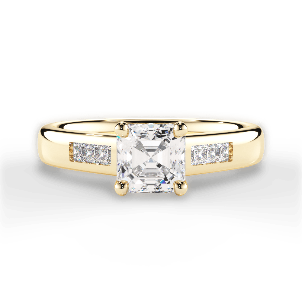Brittany Asscher Cut Lab Grown Diamond 18Kt Yellow Gold Engagement Ring