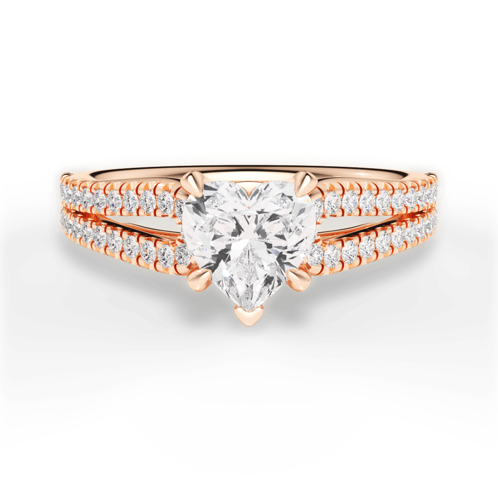 Jessica Heart Cut Lab Grown Diamond 18Kt Rose Gold Engagement Ring