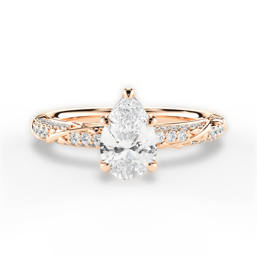 Gloria Pear Cut Lab Grown Diamond 18Kt Rose Gold Engagement Ring