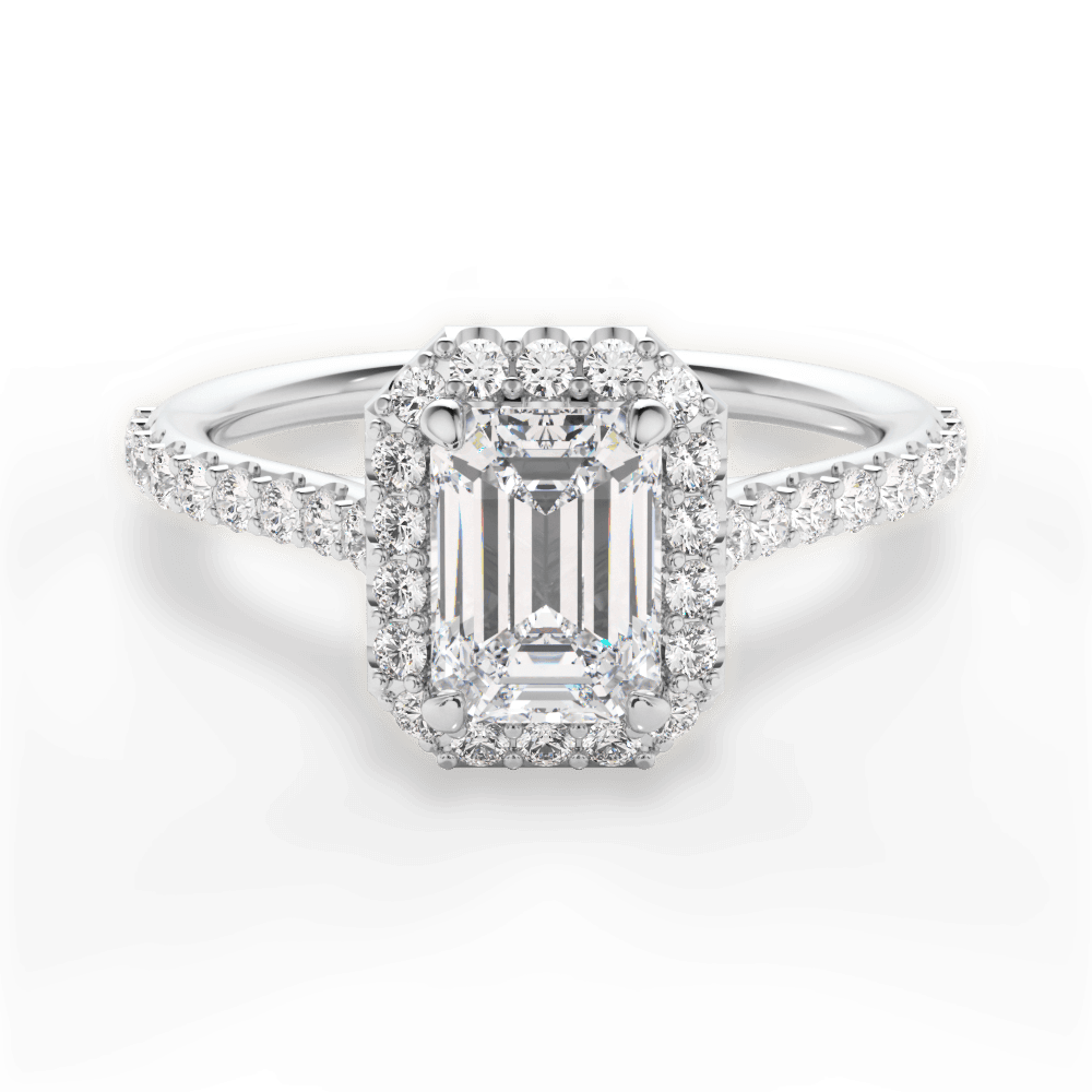 Leah Emerald Cut Lab Grown Diamond Platinum Engagement Ring