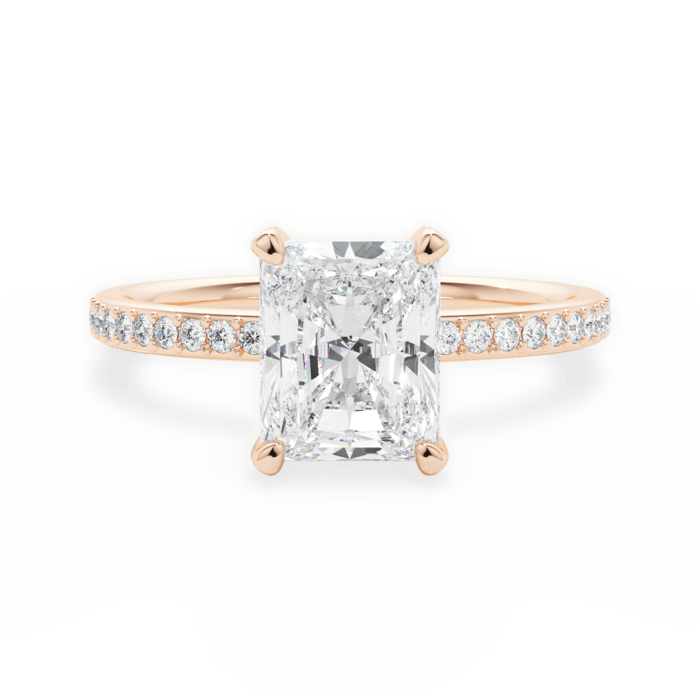 Janice Radiant Cut Lab Grown Diamond 18Kt Rose Gold Engagement Ring